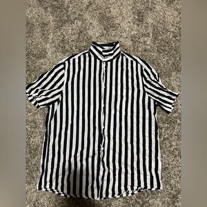 H&M, white and dark blue, large in men’s but runs small